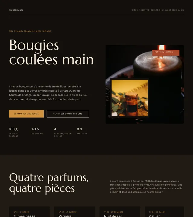 Bougies coulées main