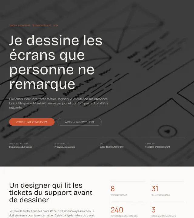 CV designer produit